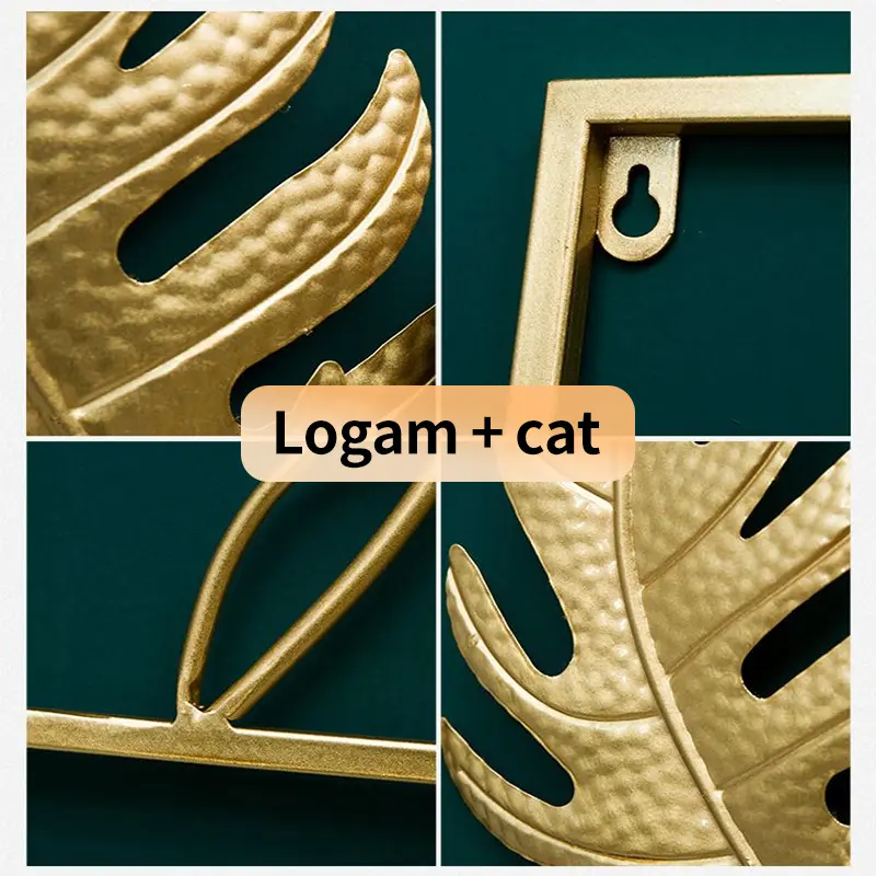 Dinding Besi Sofa Ruang Tamu Kreatif Modern Latar Belakang Dinding Wall Decor Hiasan Dinding Frame Metal Gold Daun Leaf Ginko Scandinavian Wall Decor Nordic Tanaman 4