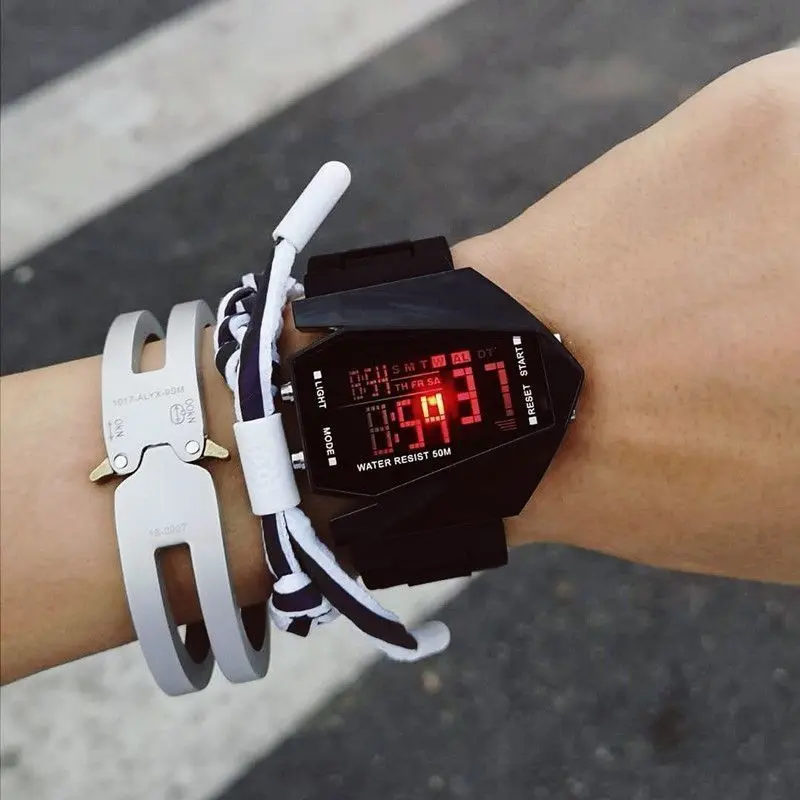 Jam Tangan Pesawat Pelbagai Fungsi, Kalis Air, Sesuai untuk Pelajar Sekolah Menengah Rendah, Lelaki dan Perempuan, Teknologi Termaju Korea, Jam Tangan Elektronik Berkilau Sekolah Menengah