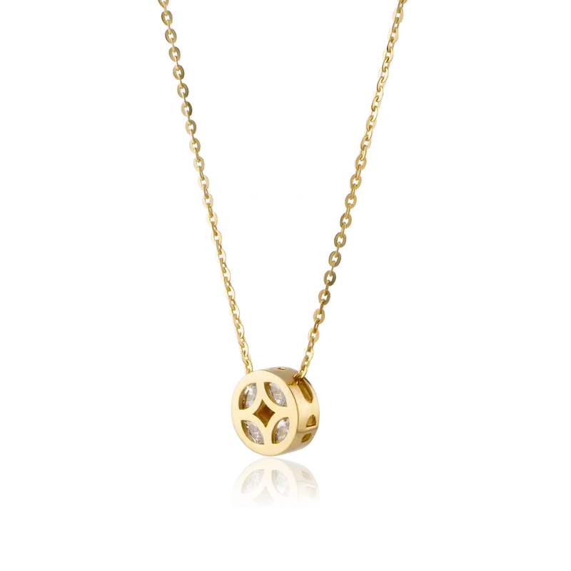 HuyThanhJewelry PTB388 Bộ trang sức Dây Chuyền & Bông Tai Vàng 14k Lộc Phát Lộc 3