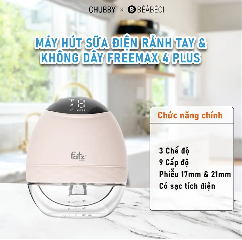 MÁY HÚT SỮA ĐIỆN RẢNH TAY & KHÔNG DÂY - FREEMAX 4 PLUS - FB1277RH
