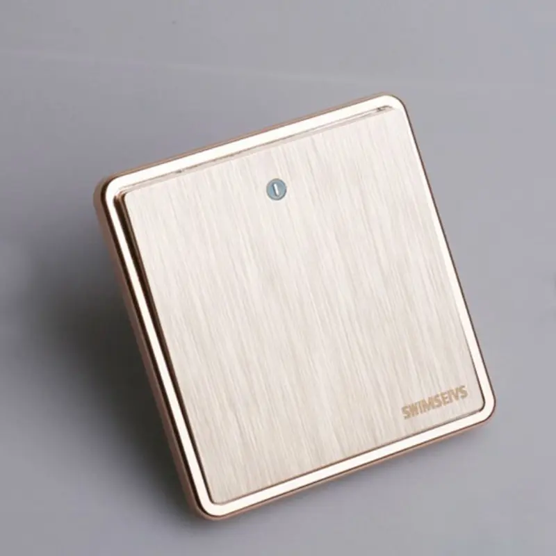 Dunia Lampu Saklar / Sakelar Lampu Emas Gold Brushed / Sakelar Lampu Abu Space Gray  1/2/3 Gang Electrical Switch Tembaga 3