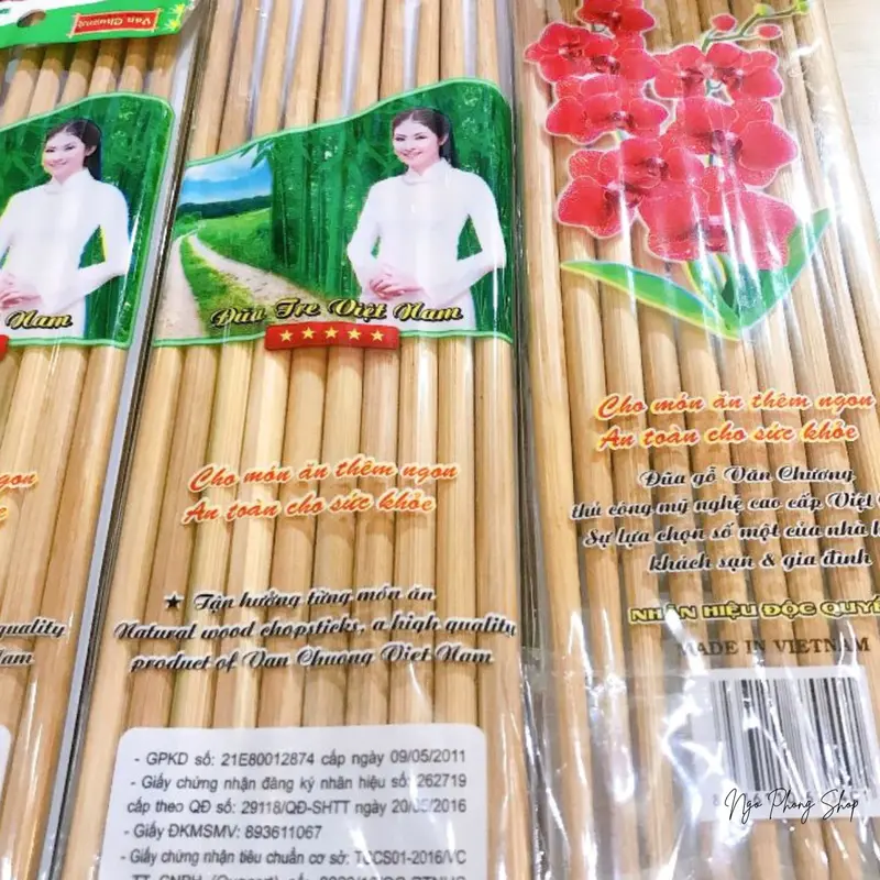 Combo 3 vĩ đũa tre trơn Văn Chương. Đũa tre cao cấp Văn Chương. Màu tự nhiên không sử dụng màu nhuộm đũa  buông 5
