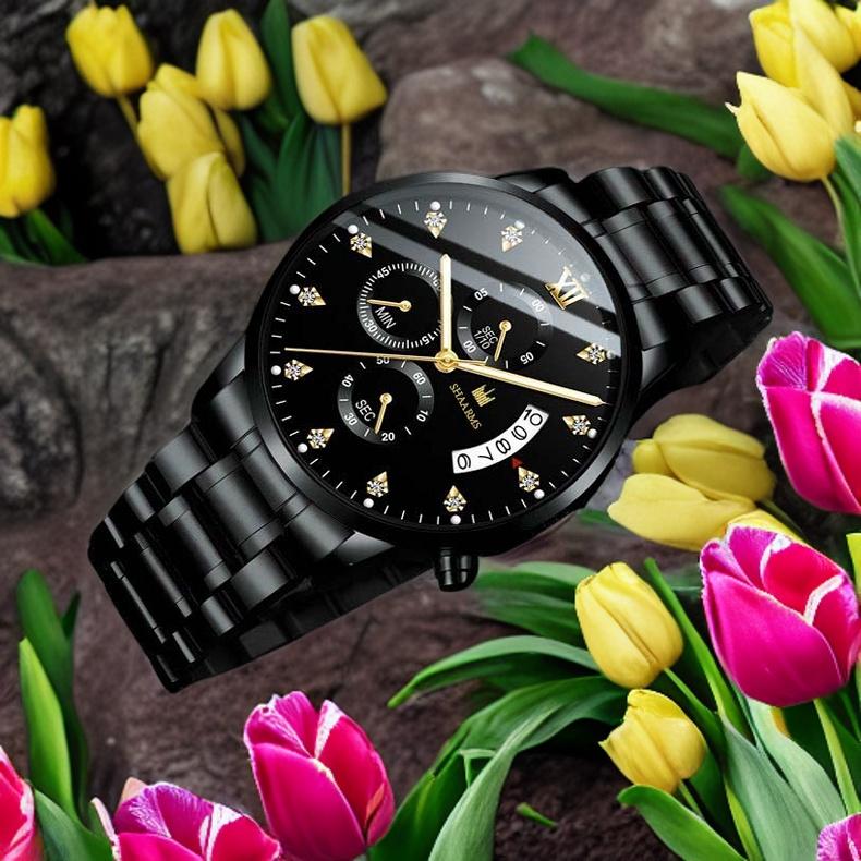 Product Introduction of CASS JAM TANGAN PRIA TERBARU 2023 BAND BAJA KALENDER LEDAKAN BAND KUARSA WATCH MEN'S BUSINESS MEN'S WATCH THREE DIAL DIAL WATCH WATCH 9