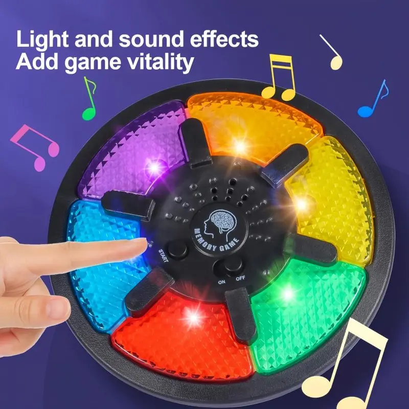Colorful Memory Game Toy, 1 Box Fun Memory Training Toy, Game Board with LED Lights and Sound Effects, 15 Levels of Difficulties, Thinking Training Game Machine, Fidget Toys, Gift for Her, Men's Gift 5