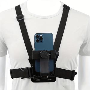 Soporte para teléfono de ciclismo al aire libre, Cinturón de disparo en vivo para pecho con cámara deportiva, Soporte universal para teléfono para video en primera persona