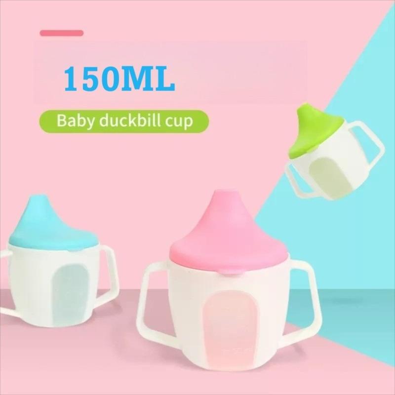YDS Baby Dễ thương Di động Bình sữa cho bé Chống rò rỉ 150ML Cốc mỏ vịt có tay cầm với tỷ lệ Cốc nước cho bé Đào tạo trẻ em