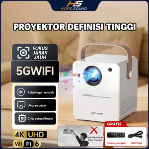 Proyektor Mini Portable Proyektor Android TV 4K HD LCD TV 1080P Balik 360° Built-in Speaker Mendukung koneksi Ponsel
