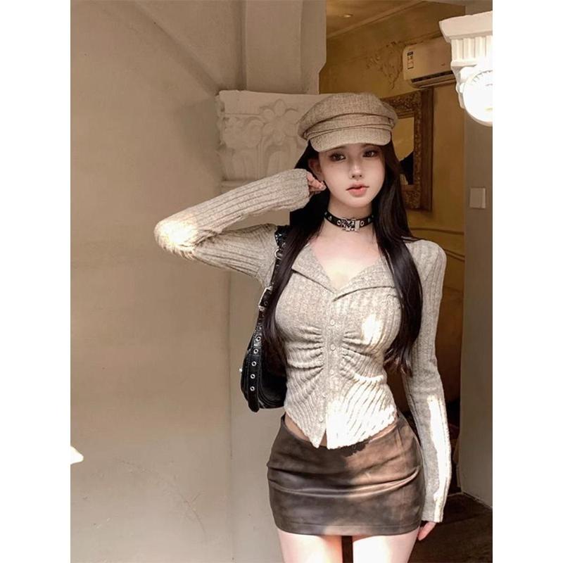 Áo Cardigan Thiết Kế Độc Đáo Cao Cấp, Ngọt Ngào Và Ngầu, Áo Len Dài Tay, Dành Cho Nữ, Thích Hợp Cho Mùa Thu, Áo Sơ Mi Thêu, Bán Chạy, Phong Cách Cô Gái Nóng Bỏng 2