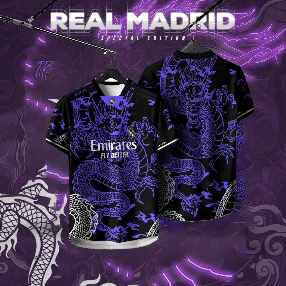 Áo Thun ngắn Tay Mùa hè, In 3D, Áo Đấu DJ, Áo Bóng Đá, Real Madrid LTD, Năm 2024 Nam Top