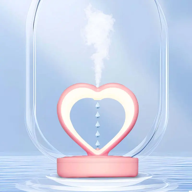 Heart Design USB Powered Anti-gravity Humidifier, Quiet Bass Desktop Air Humidifier, High Fog Volume Humidifier for Home Office Bedroom 0