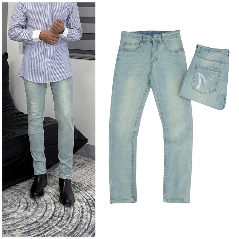 Quần jean nam streetwear sk008 BEAR,phom skinny jeans,màu xanh vàng