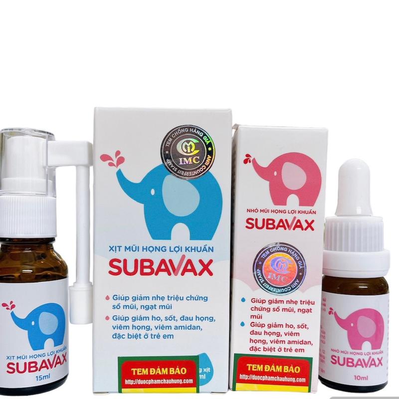 Nhỏ mũi và xịt mũi họng Subavax giúp giảm ho,dịu họng,thông xoang mũi