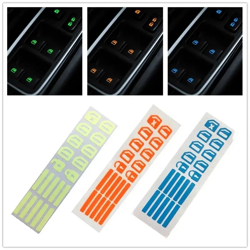 Miếng Dán/ Tem Decal Dạ Quang Dán Nút Điều Khiển Cửa Kính Ô Tô/ Xe Hơi Giúp Nhìn Được Khi Tối [Hàng Loại Tốt] Nhãn Dán 2