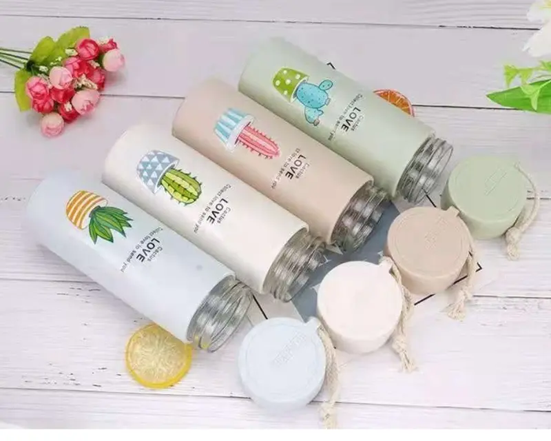 BOTTLE CACTUS Botol Minum Kaca Unik Motif Kaktus Botol Minum Packing Box 3
