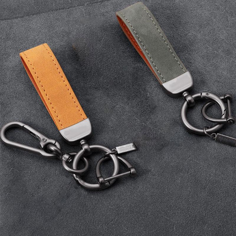 Luxury Matte Leather Keychain Top-end Business Gift For Man Good Quality Black Brown PU Leather Car Key Keyholder Key Chain 2