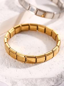Pulsera elástica cuadrada de estilo punk a la moda con parches, regalo de joyería moderna para mujeres, perfecta para esposa y mejores amigas
