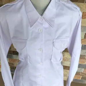 SERAGAM PDH PUTIH cewek  JUMBO KRAH BERDIRI tangan kancing SERAGAM PPPK JUMBO CEWEK KRAH BERDIRI Panjang Wanita