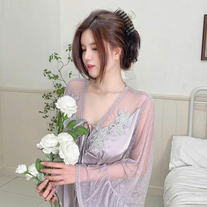 Váy ngủ dáng dài tay xoè tiểu thư 5