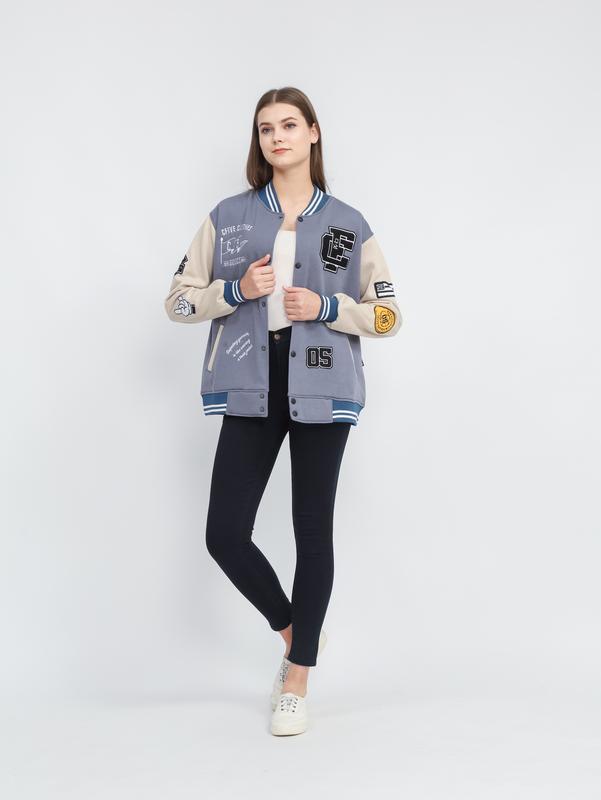 JAKET VARSITY DENIM COMBI CREAM  FLEECE TEBAL FULL BORDIR / VARSITY 05 FULL TAQ ORIGINAL / JAKET BASEBALL UNISEX 3