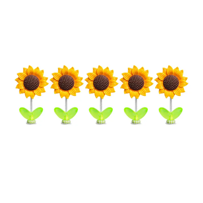 5 pcs Cute Swinging Sunflower Creative CarCenter Console Rearview Mirror DecorationHealing Car Small Ornaments Give Freetraceless Adhesive Tape