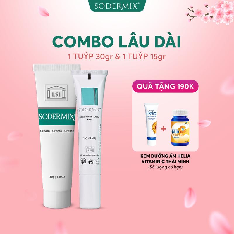 COMBO SODERMIX 30g & 15g, Tặng Kem Helia & Vitamin C Thái Minh, Kem Bôi Nhập Khẩu Nguyên Hộp Từ Pháp, Hỗ Trợ Giảm Ngứa, Mẩn Đỏ, Mụn Nước, Da Bong Tróc