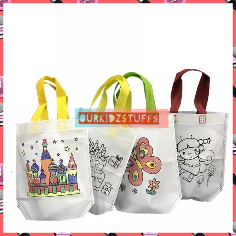 Party Supplies Children Canvas Tote Bag Colouring Kit 3