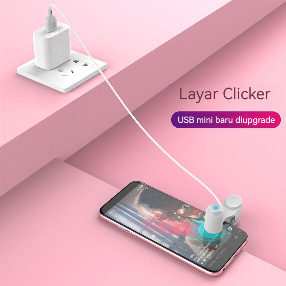 Pengklik layar pintar USB secara otomatis mengklik layar ponsel dengan tiga kecepatan 8 suka per detik dengan lampu LED Shoe Charger