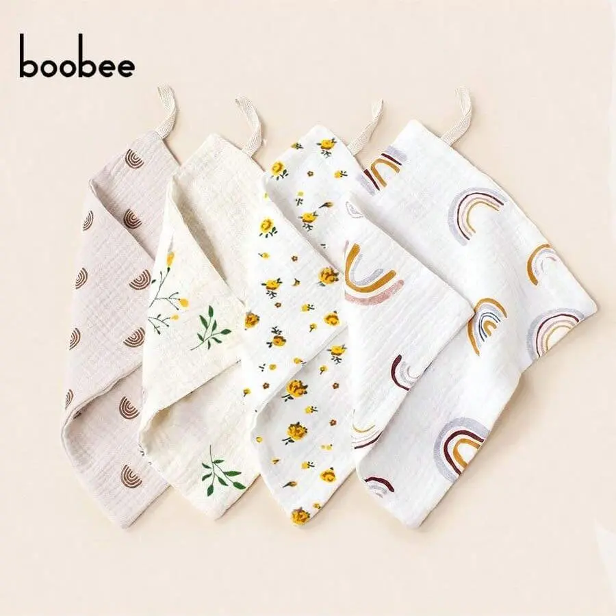 Baby Bib, 4 Counts/set Soft Comfortable Baby Bib with Hanging Rope, Multifunctional Baby Bib for Daily Use, Newborn Essentials