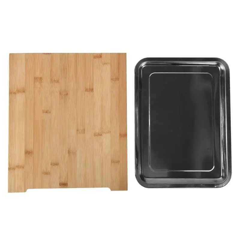 Taylor & Brown Bamboo Organic Wooden Chopping Board Kitchen Cutting Slicing with Sliding Stainless Steel Tray for Food Prep, Meat, Vegetables & Bread, 35cm x 24cm x 4cm 5