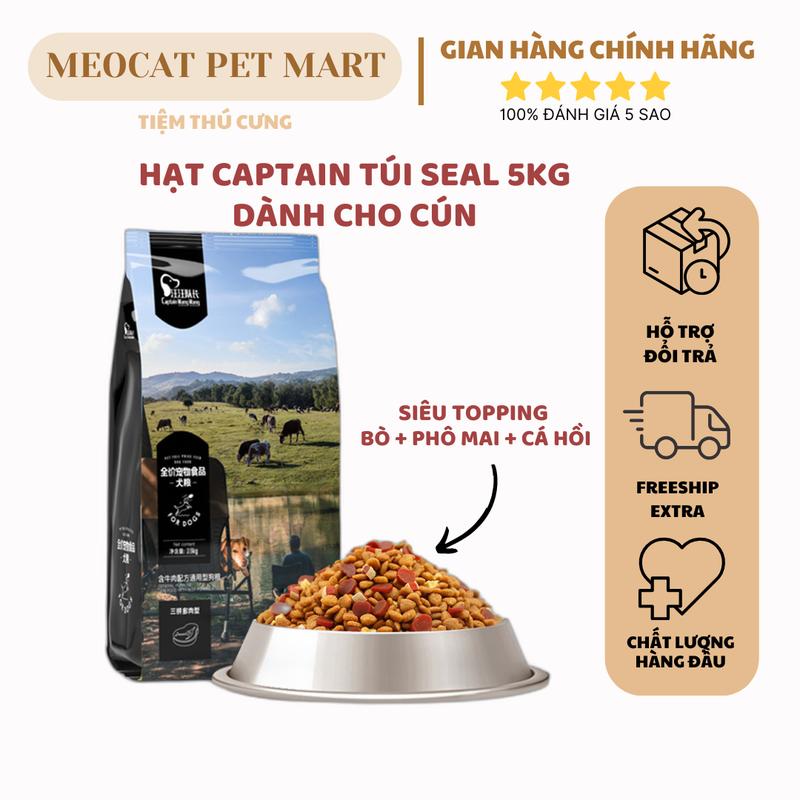  Hạt Captain siêu topping túi 5KG dành cho chó thức ăn cho chó 