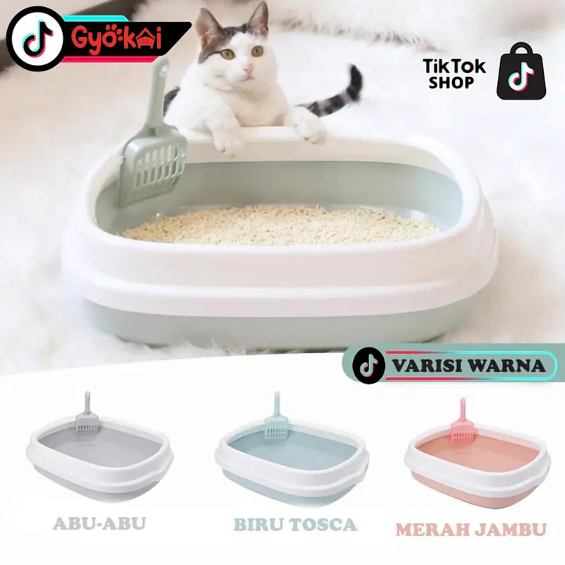 Gyokai Litter Box Kucing GK03 Cat Toilet Tempat Bak Pasir Kucing Besar Free Sekop Lucu 2