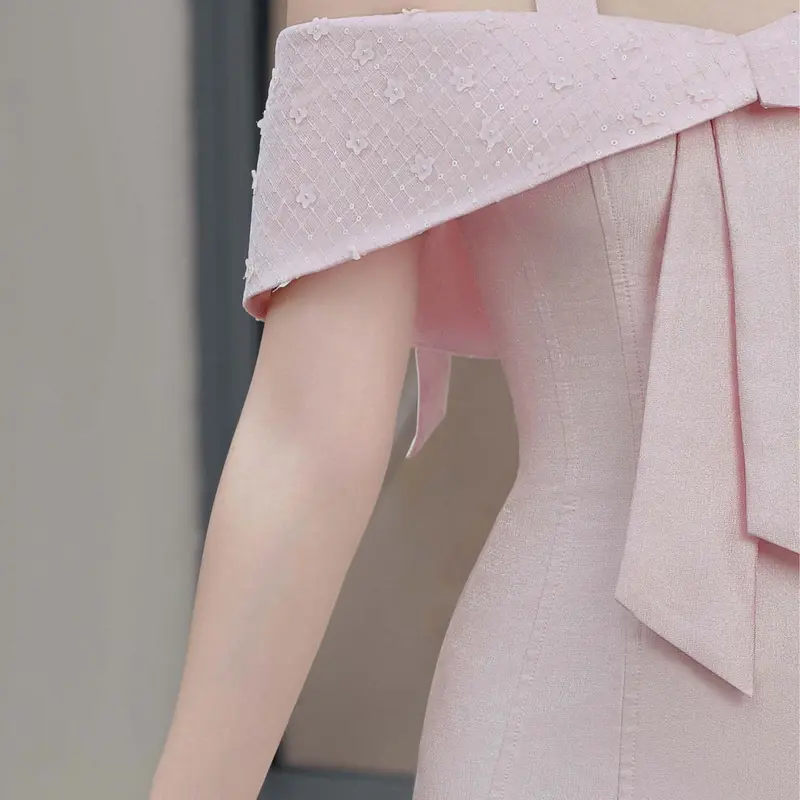 HALIA - Váy Kiera Women Dress Màu Hồng Pastel đầm  màu Kim Tuyến 3