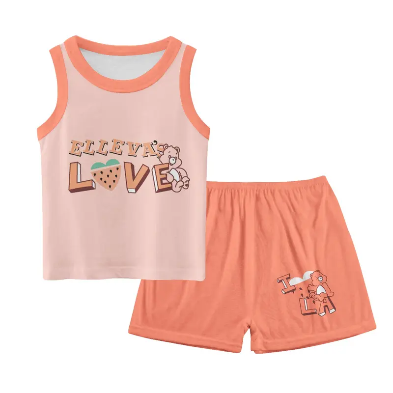 AKS Setelan Singlet Anak Laki laki dan Perempuan Set Tanpa Lengan Bayi Cewek dan Cowok Unisex Import usia 0 4 tahun Kualitas Premium Motif Karakter Lucu Baju Harian Kutung Lekbong 7057 Blue Katun 6