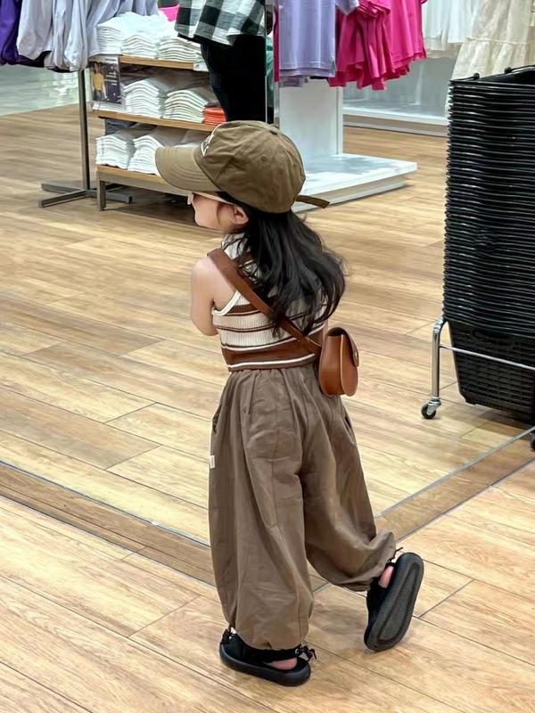 Bộ quần áo bé gái-Bộ đồ croptop ba lỗ kết hợp quần Jogger cao cấp cho bé từ 10-20kg Gile Kaki Sandal bộđồ croptop 5