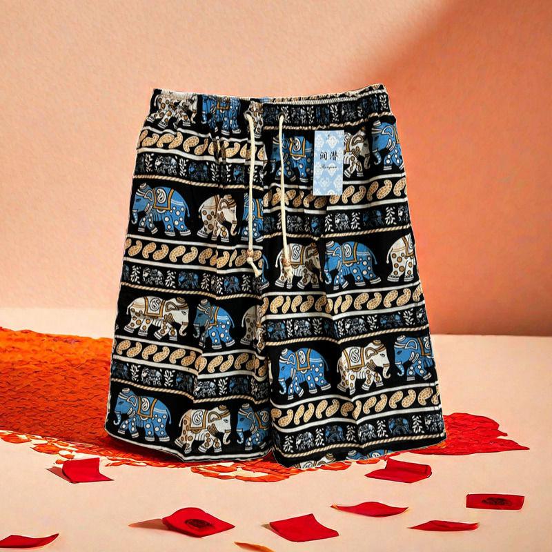 Product Introduction of Quần Soóc Đi Biển, Chất Liệu Bông Mùa Hè, Dáng Rộng Vừa Vặn, Dành Cho Nam Giới, In Hình Dân Tộc, Thời Trang Thường Ngày Thích Hợp Mặc Nhà, Đồ Lót Nam, Thiết Kế Đa Màu Nhiệt Đới 3