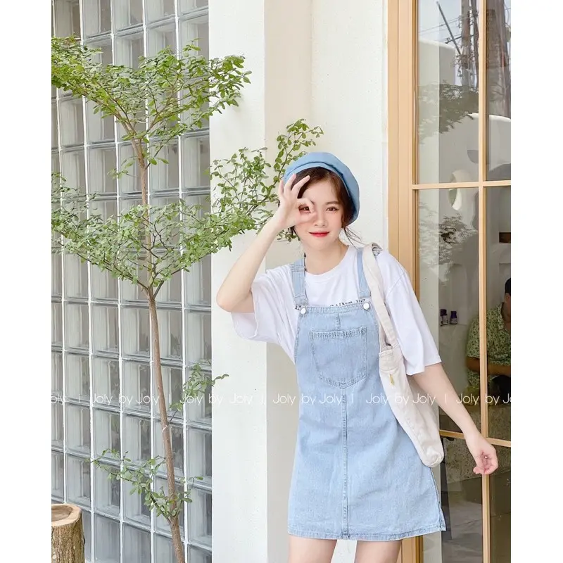 Váy Yếm Nữ Hai Dây Dáng Rộng Hottrend, Váy Jeans Bò Nhiều Màu Sắc Ulzzang Cực Dễ Phối Đồ BB JEANS Shop Kaki Women Denim Dress 8