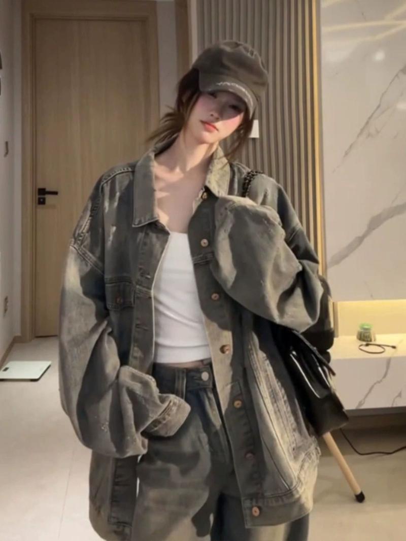 Product Introduction of Áo Khoác Denim Cổ Điển Mỹ Dành Cho Nữ, Thiết Kế Dáng Rộng Rãi, Phong Cách Độc Đáo Áo Khoác Chà Sờn, Hàng Mới Về Mùa Thu 2024 3