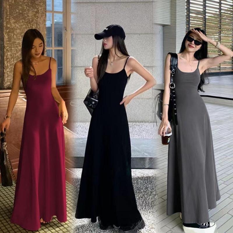 Đầm Maxi Nữ Hai Dây Dáng Dài 3 Màu Thun Tăm Lạnh Cực Tôn Dáng Có bigsize HD001