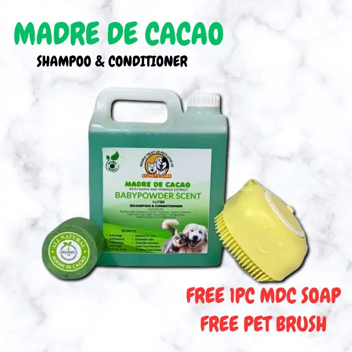 1 Liter Madre de Cacao Shampoo & Conditioner with free pet brush and round soap