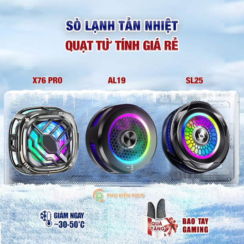 Quạt tản nhiệt điện thoại AL19 / SL25 / X76 Pro / X122 Pro sò lạnh - Quạt tản nhiệt dùng cho ipad máy tính bảng giá rẻ Led Usb