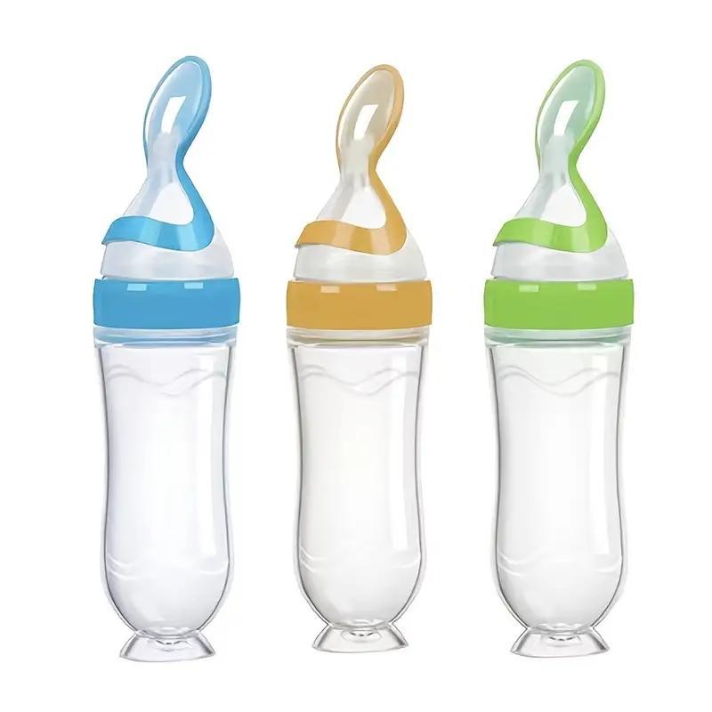 Random Color Silicone Baby Feeding Spoon, Baby Food Dispensing Spoon, Feeding Accessories for Baby Boys and Girls 5