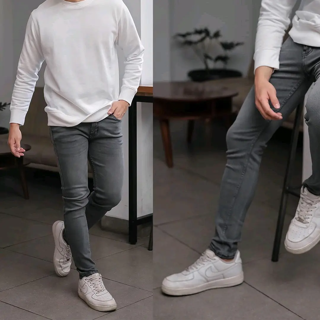 Celana jeans panjang pria slimfit skinny bahan denim strech melar Korean nyaman slim stretch