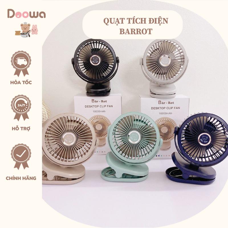Quạt Mini Tích Điện GF-07 / Bar-Rot Có Khả Năng Xoay 720 Độ Dùng Để Bàn, Kẹp Bàn, Nôi Cũi Giường Siêu Tiện Cho Bé Kèm Phụ Kiện Sạc Pin Mobile