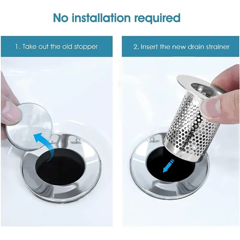 Stainless Steel Hair Catcher, Shower Drain, Bathtub Drain Cover, Deep Stainless Steel Sink Strainer for Bathroom Sink Bathtub Shower Floor Drain 5