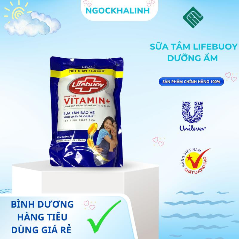 Sữa tắm Lifebuoy dưỡng ẩm dạng túi 800g - Xanh