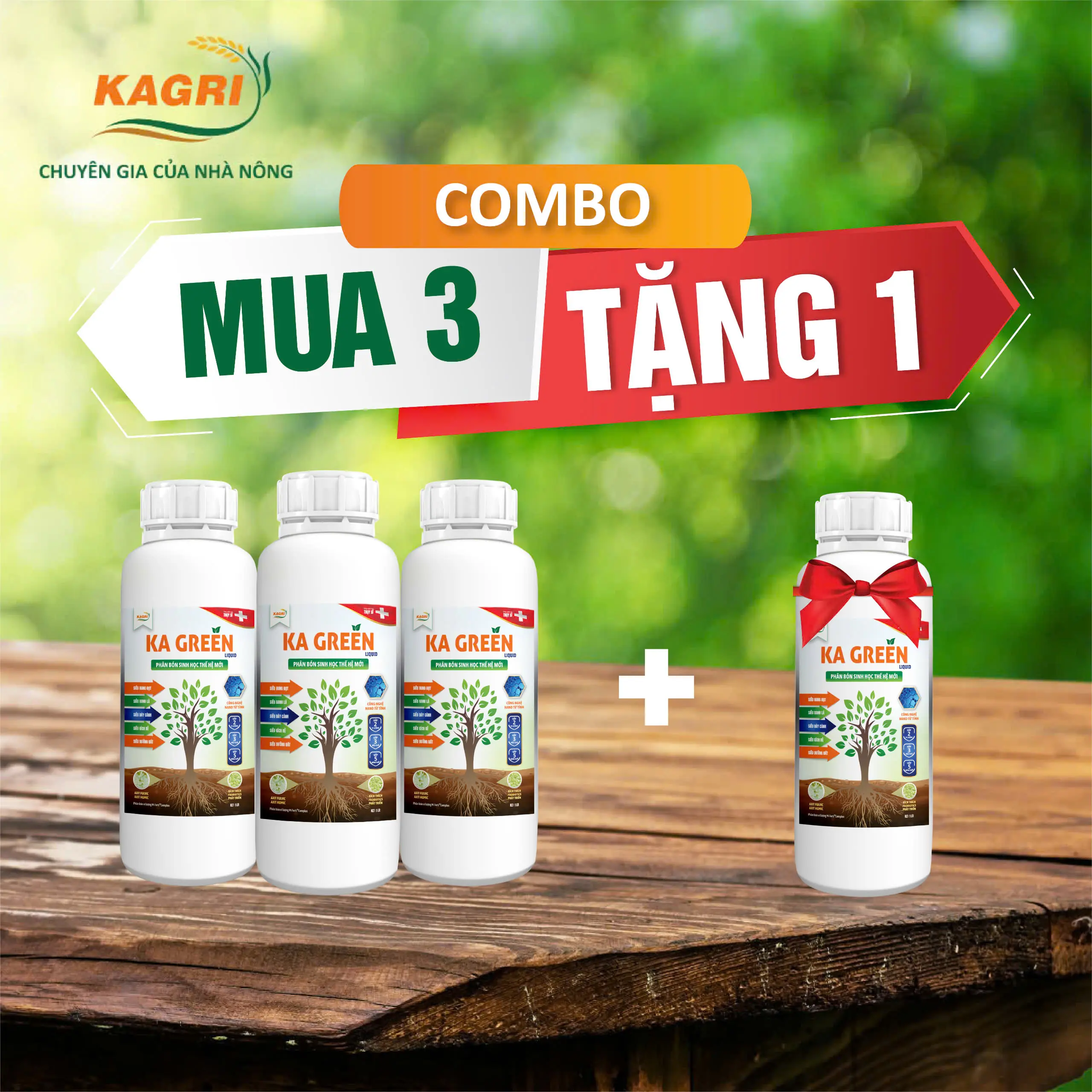 [KAGRI] Combo 4 chai KA GREEN phân bón sinh học KAGREEN kích rễ, Bung Đọt, Mập Cành, Xanh Lá