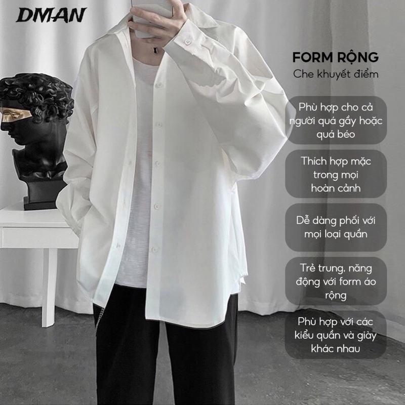 Áo Sơ Mi Nam Form Rộng Vải Lụa Hàn Phong Cách Hàn Quốc DMAN. Menswear Kate Tim Shirt 1