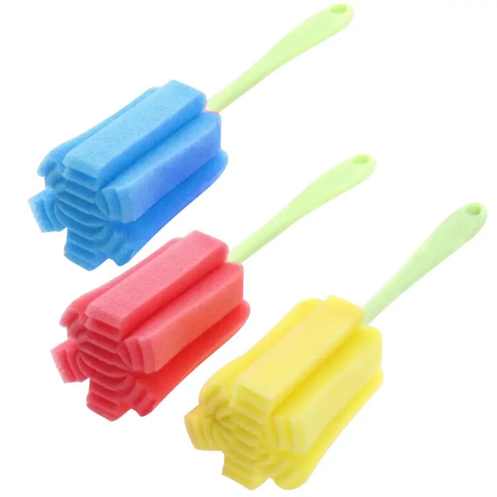 erklisij- 3Pcs Kitchen Wineglass Bottle Coffee Tea Glass Cup Sponge Brush Cleaning Tool