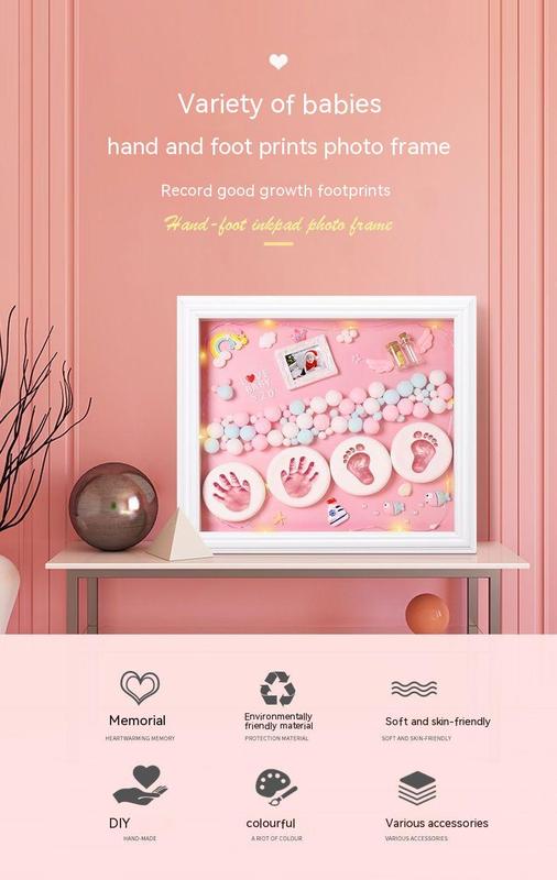 Product Introduction of Baby Hand and Foot Marks Fetal Hair Souvenir Diy Homemade Creative Newborn Baby Footprints Hand Print Photo Frame 0