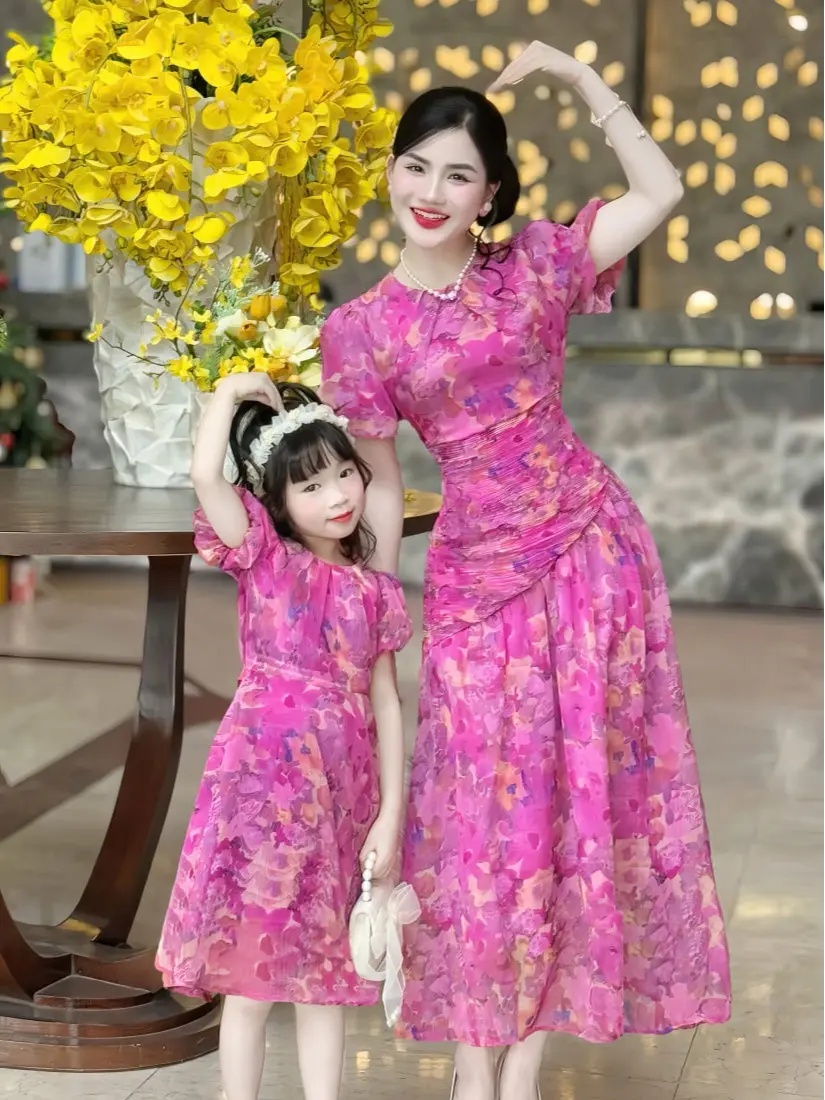 [MIỄN SHIP] MDU2393, MDU4588 Váy Thiết Kế Mẹ Và Bé -Chất Tơ Hàn Cùng Dáng Xòe Nhẹ Sang Trọng Women